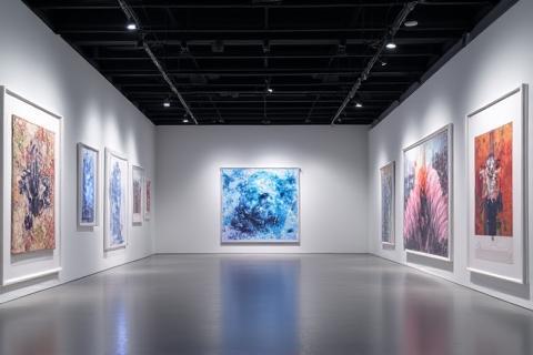 AI-generated art displayed in the AI Creative Studio at NipponFutureTech