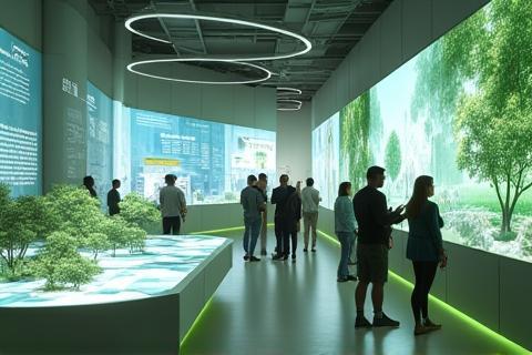 Interactive displays at the Eco-Innovation Hub within the NipponFutureTech pavilion